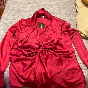 Long sleeve satin blouse